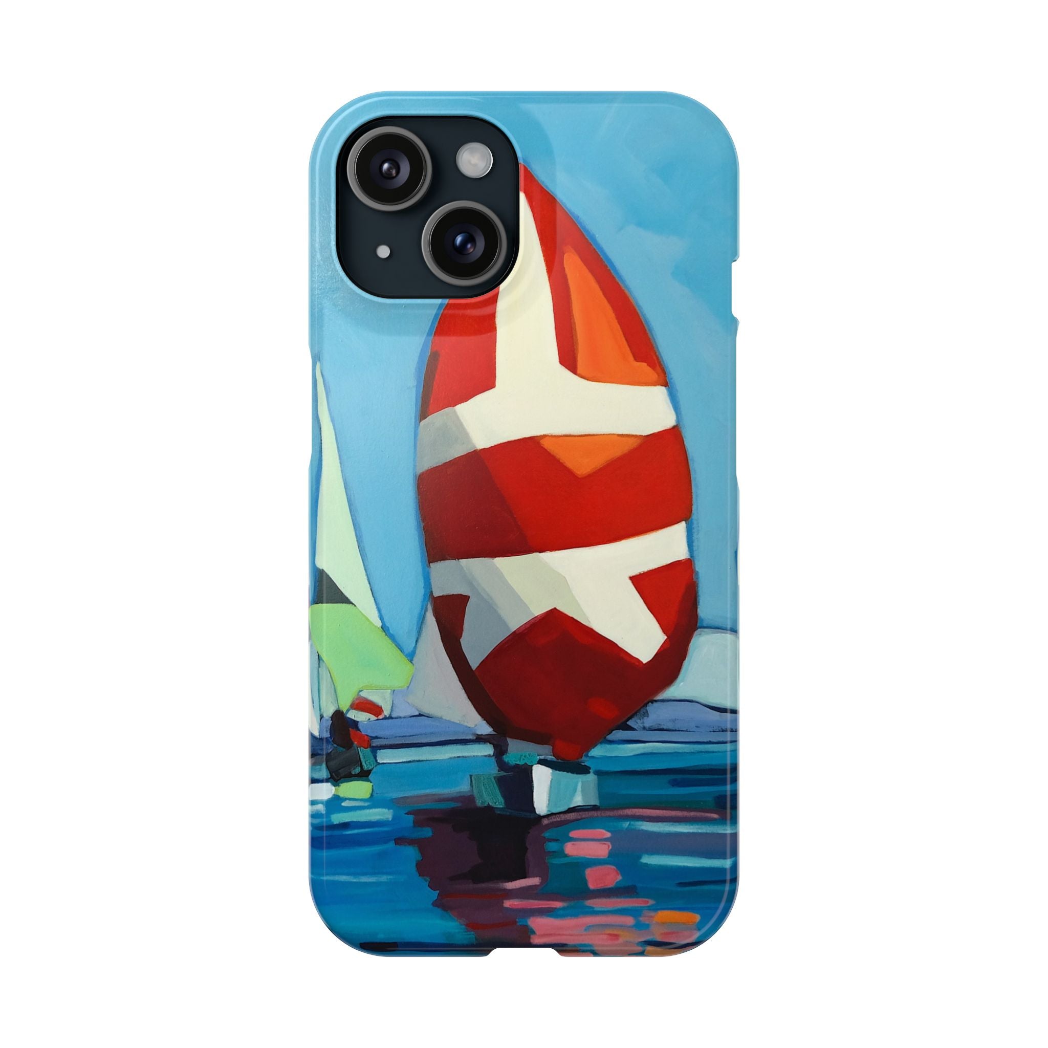 phone case lisa herrera art Sailboat Reflection Slim Case — Colorful Nautical Phone Case