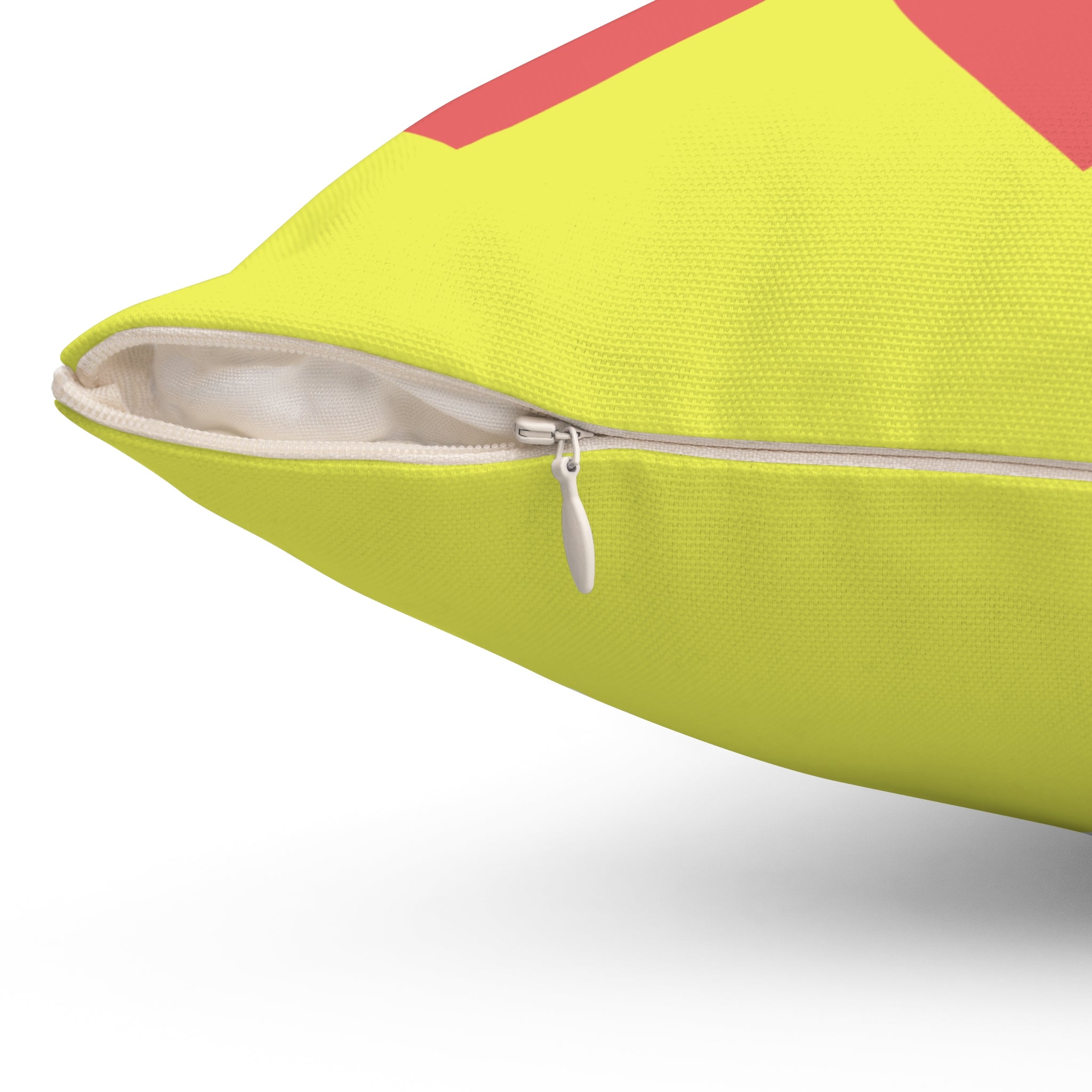 Throw Pillow Red Hearts on Yellow  - Decorative Cushion