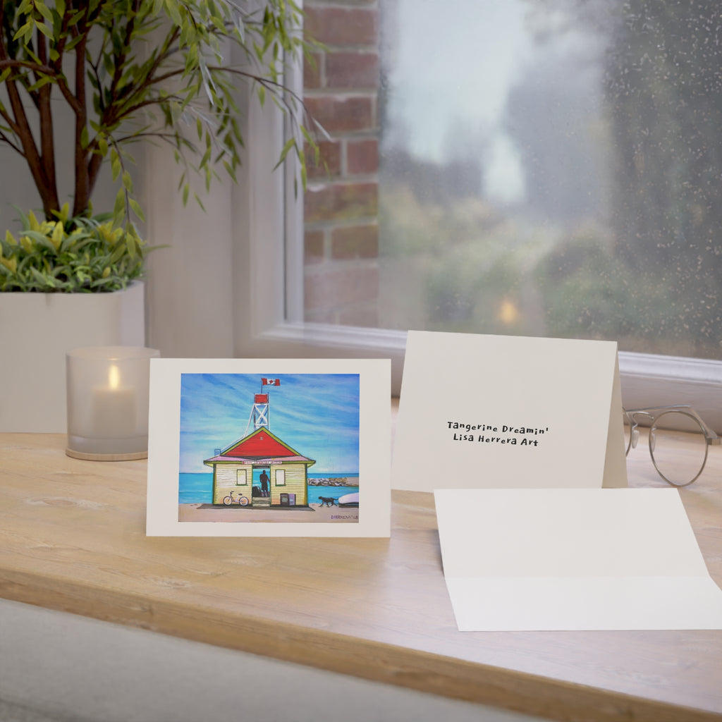 Greeting Card Leuty Stn the Beaches Toronto Painting by Lisa Herrera - Art Note Cards (Set of 1/10/30/50)