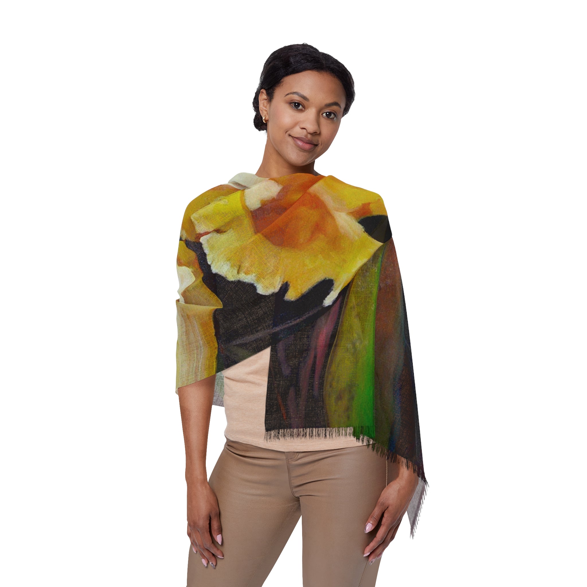 Floral Light Scarf  Lisa Herrera art print – Yellow Cattleya Orchid Print