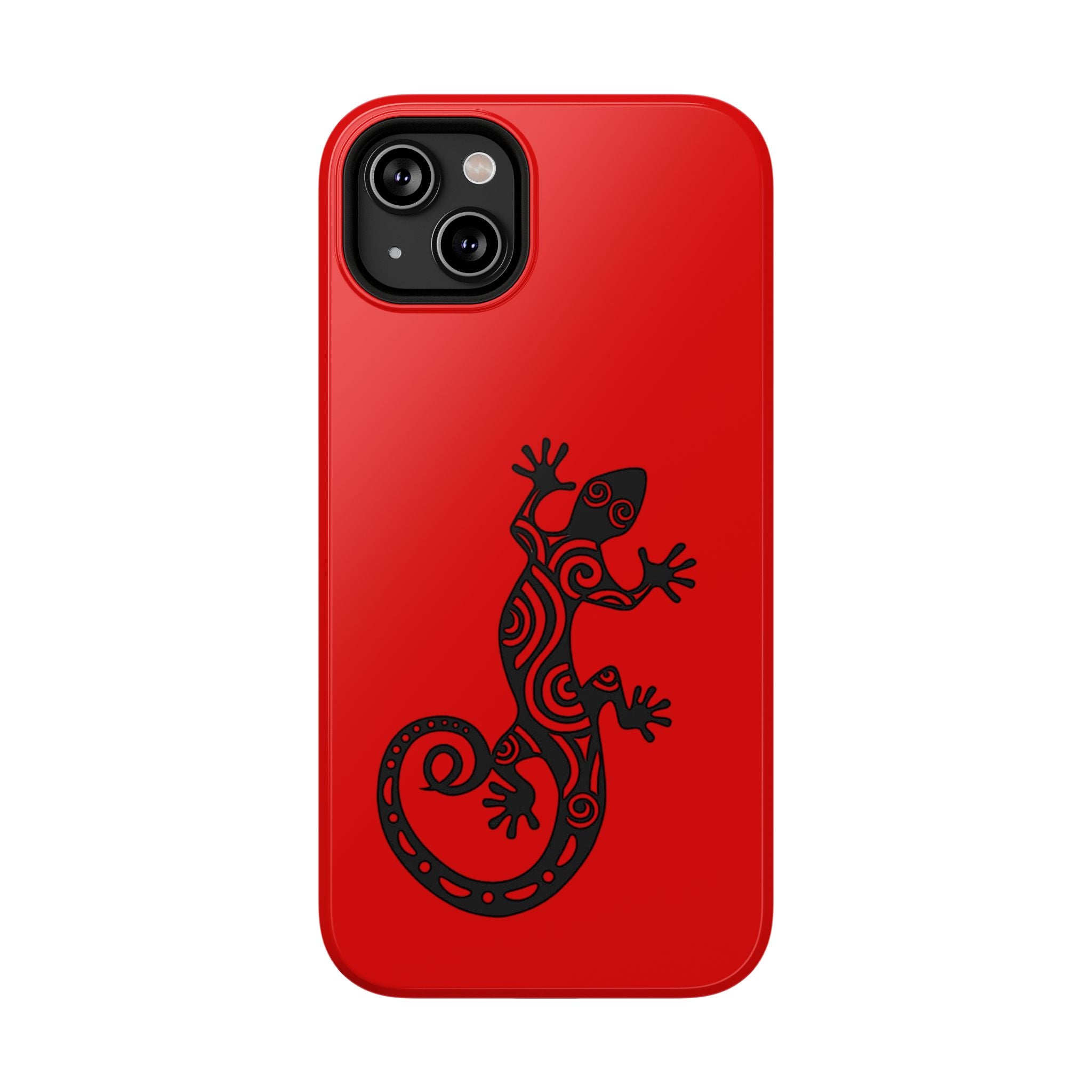 Phone Case Red Impact with Tribal Gecko Design — Shockproof Protective Cover
