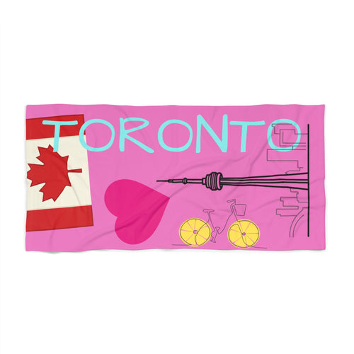 Beach Towel Toronto Beaches Towel – The Beach Toronto Design with Canadian Flag & Bike