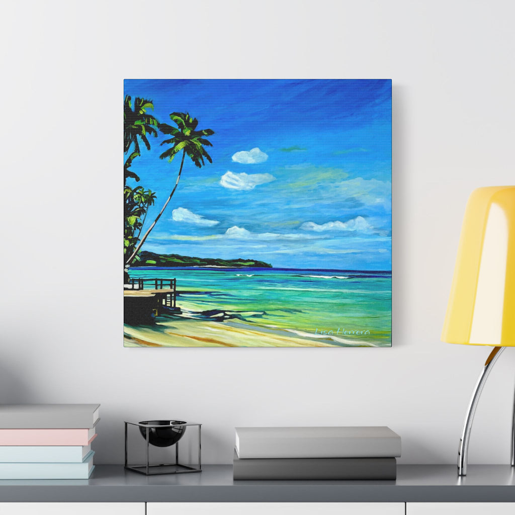 Canvas Print Lisa Herrera art Tropical Beach Canvas Print — Palm Trees Seaside Stretched Wall Art