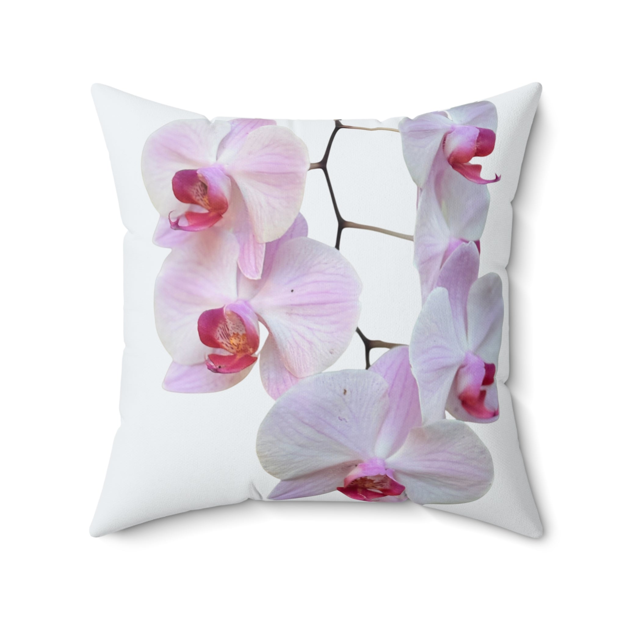 Throw Pillow Lt Pink Orchids  white background - Tropical Decorative Cushion