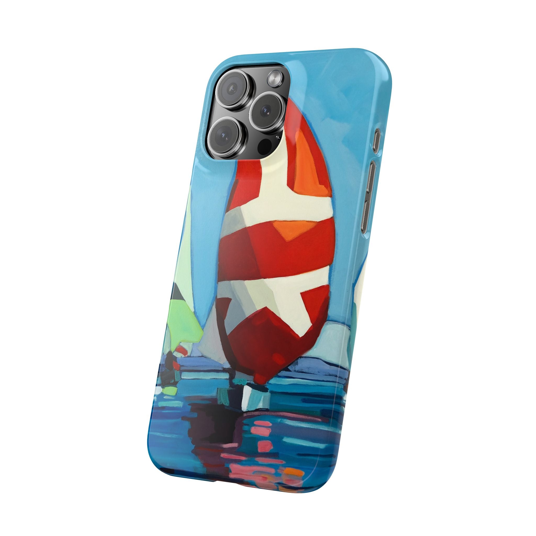 phone case lisa herrera art Sailboat Reflection Slim Case — Colorful Nautical Phone Case