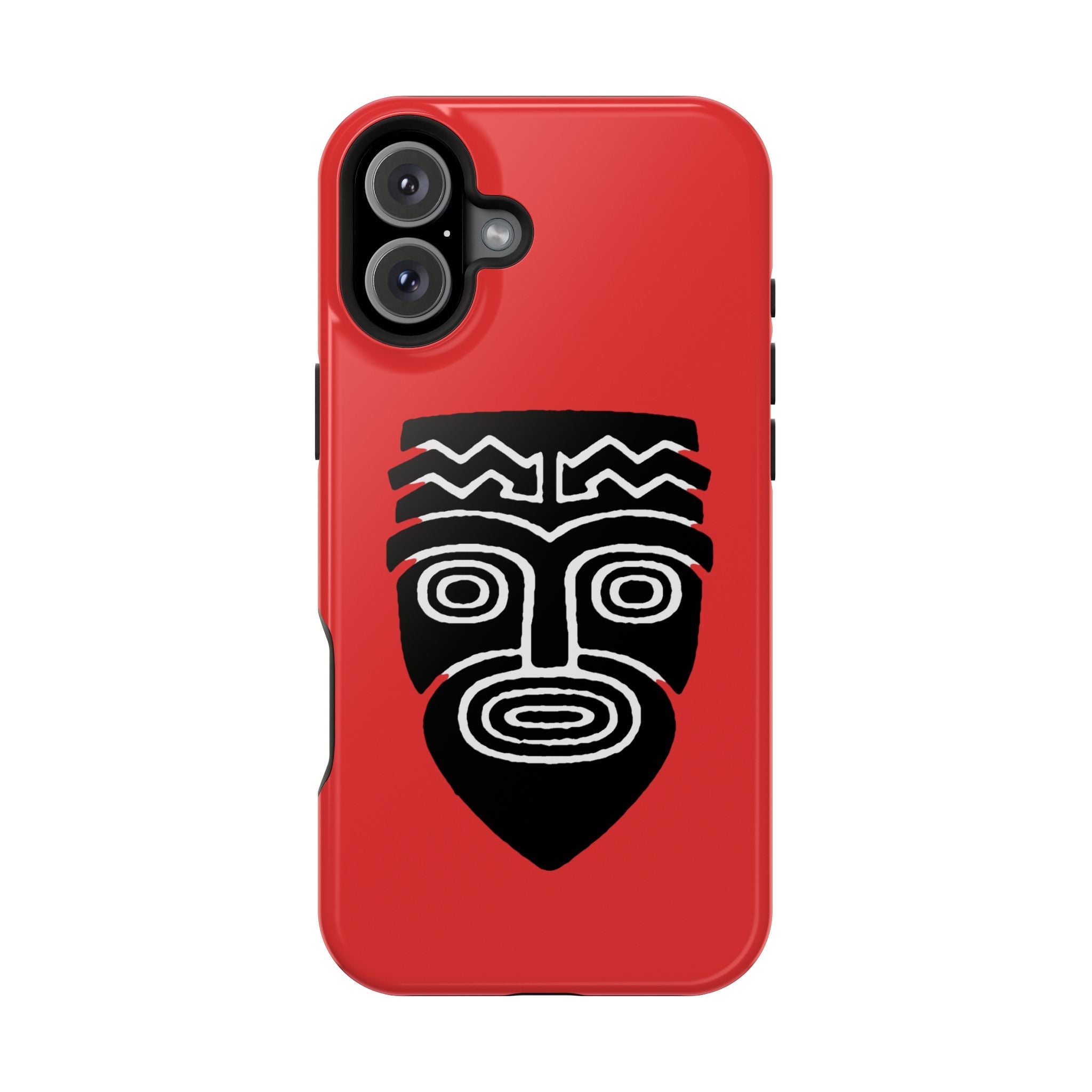 Phone Case Tiki Mask Impact-Resistant Phone Case — Bold Red Protective Cover