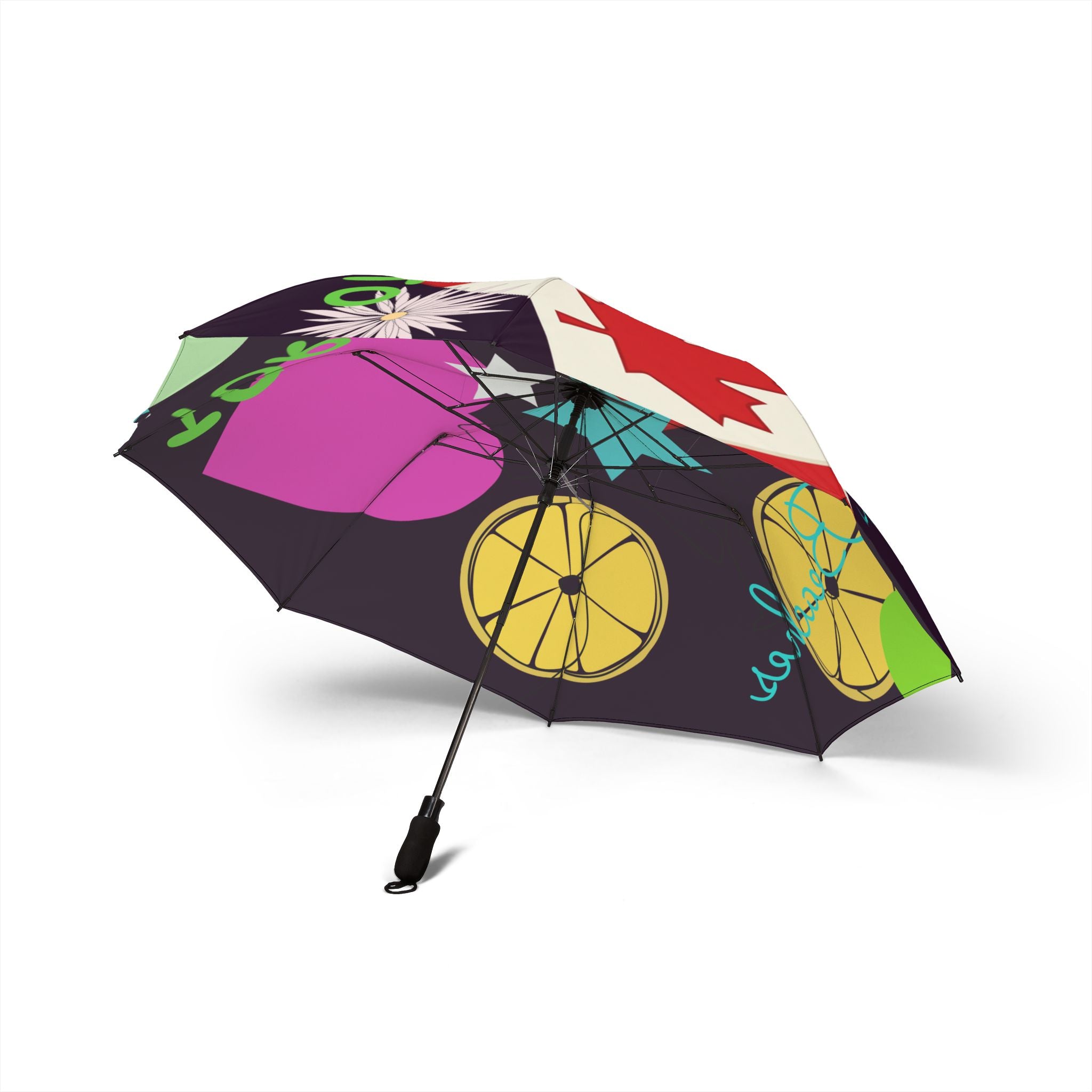 Umbrella Toronto Abstract Art Foldable  – Colorful Semi-Automatic Rain Shield
