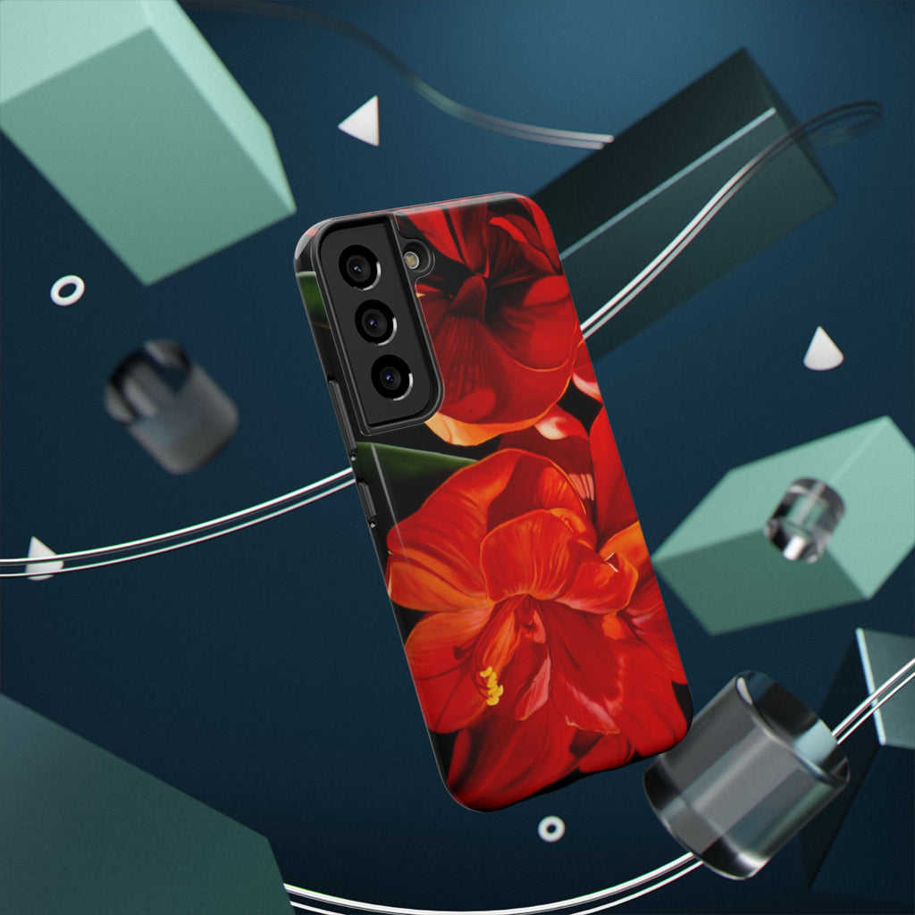 Phone case Lisa Herrera art print Red Amaryllis Floral Impact-Resistant Phone Case