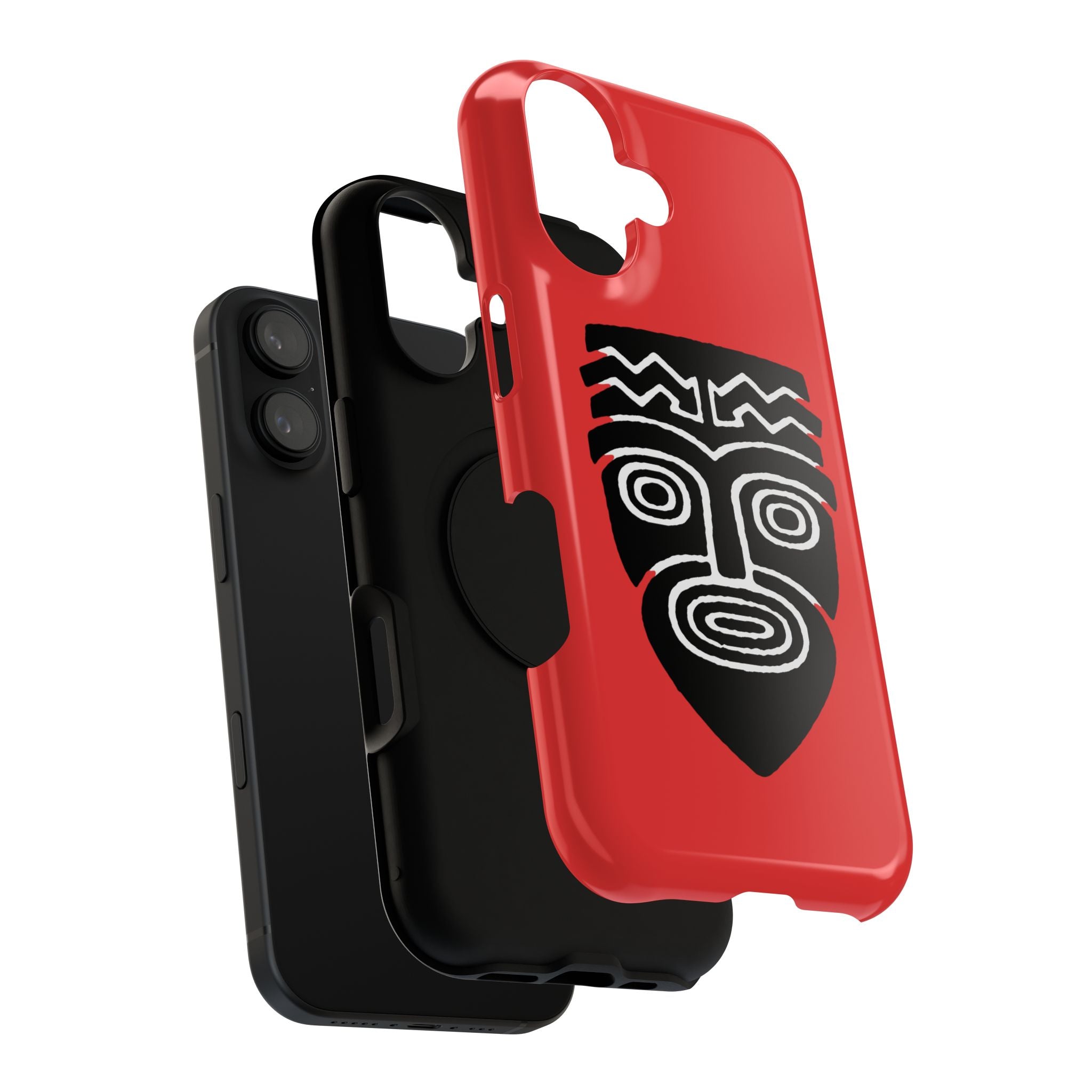 Phone Case Tiki Mask Impact-Resistant Phone Case — Bold Red Protective Cover