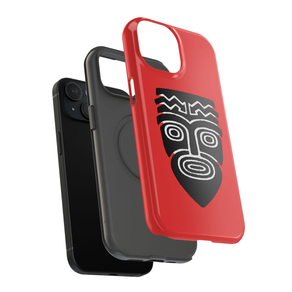 Phone Case Tiki Mask Impact-Resistant Phone Case — Bold Red Protective Cover