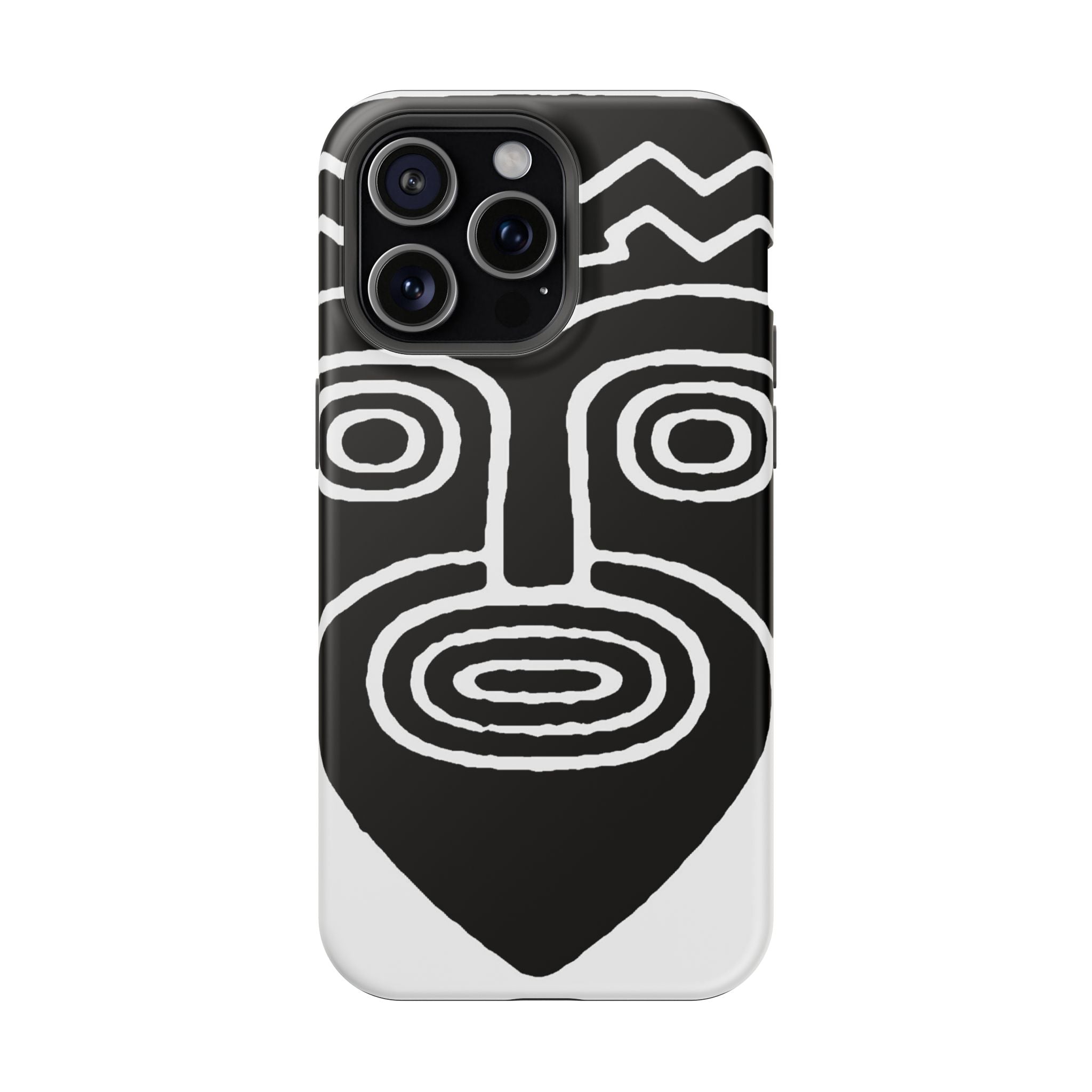 Phone Case — Black & White Tribal Mask Impact-Resistant Case