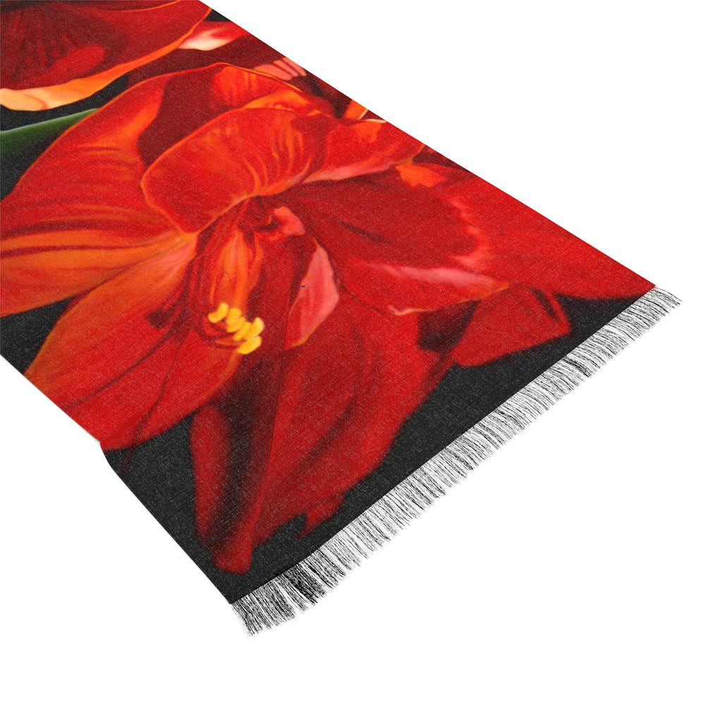 Floral Light Scarf Lisa Herrera art print Red Amaryllis  – Vibrant Botanical Print Light Scarf