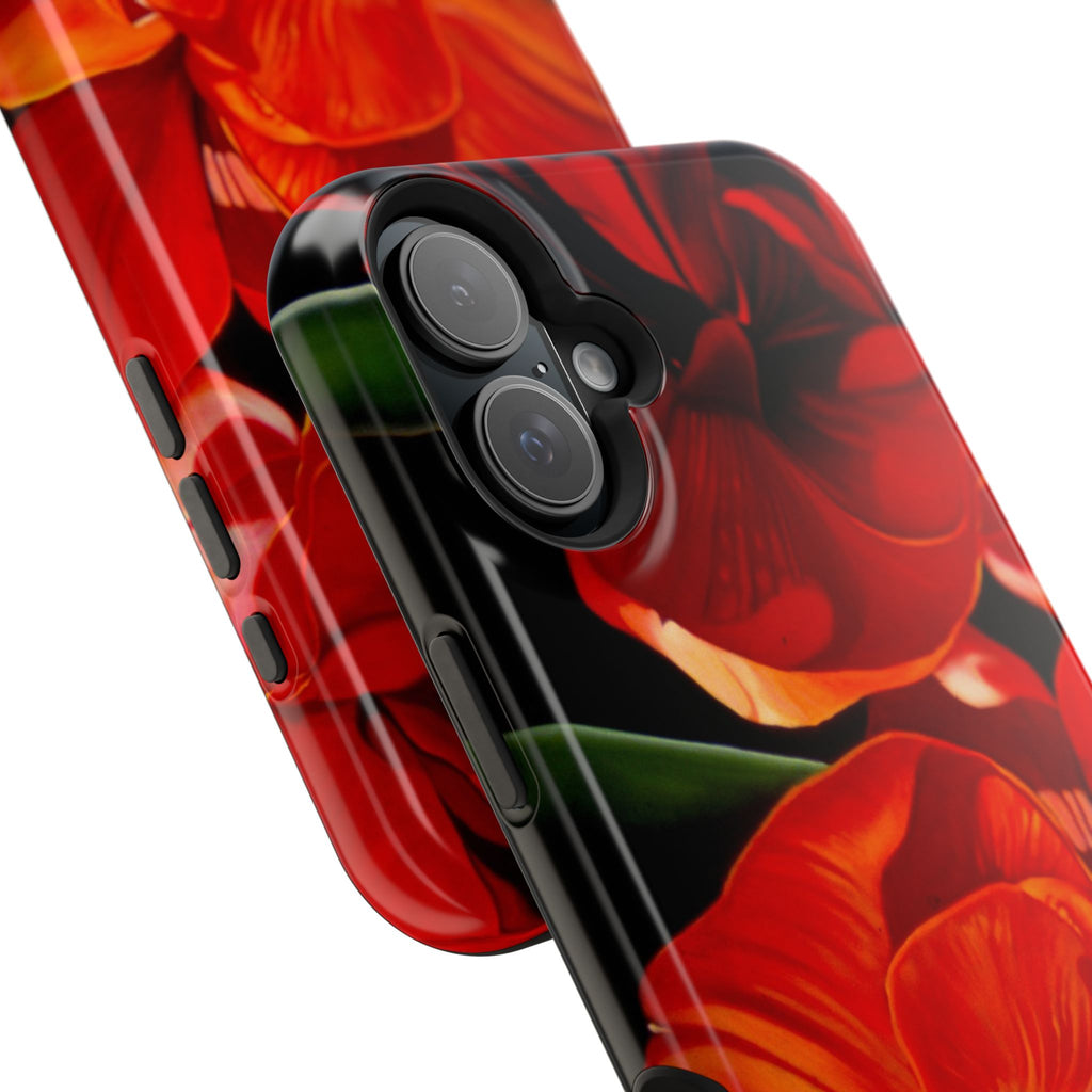 Phone case Lisa Herrera art print Red Amaryllis Floral Impact-Resistant Phone Case