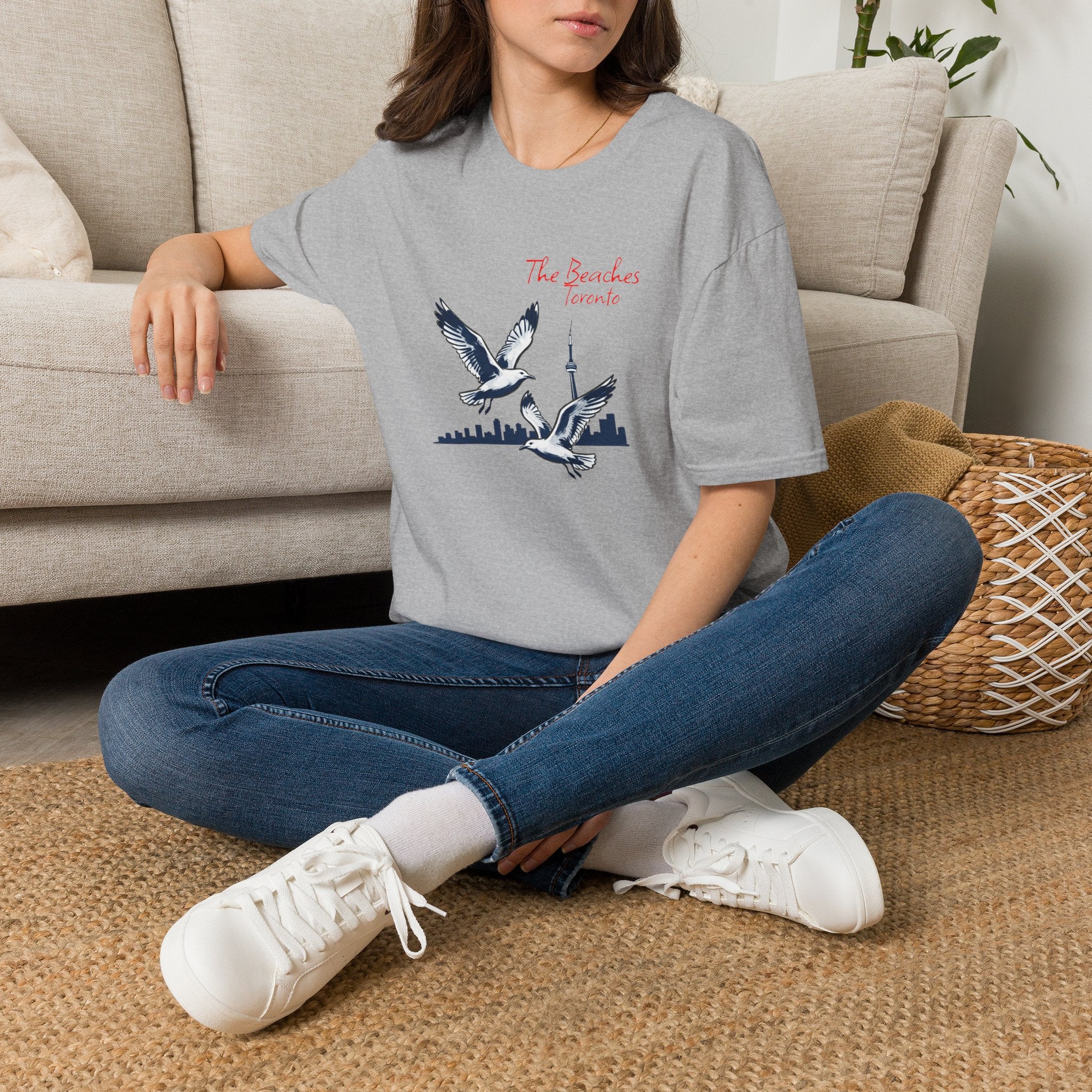 T-Shirt — The Beaches Toronto with Seagulls and cn tower