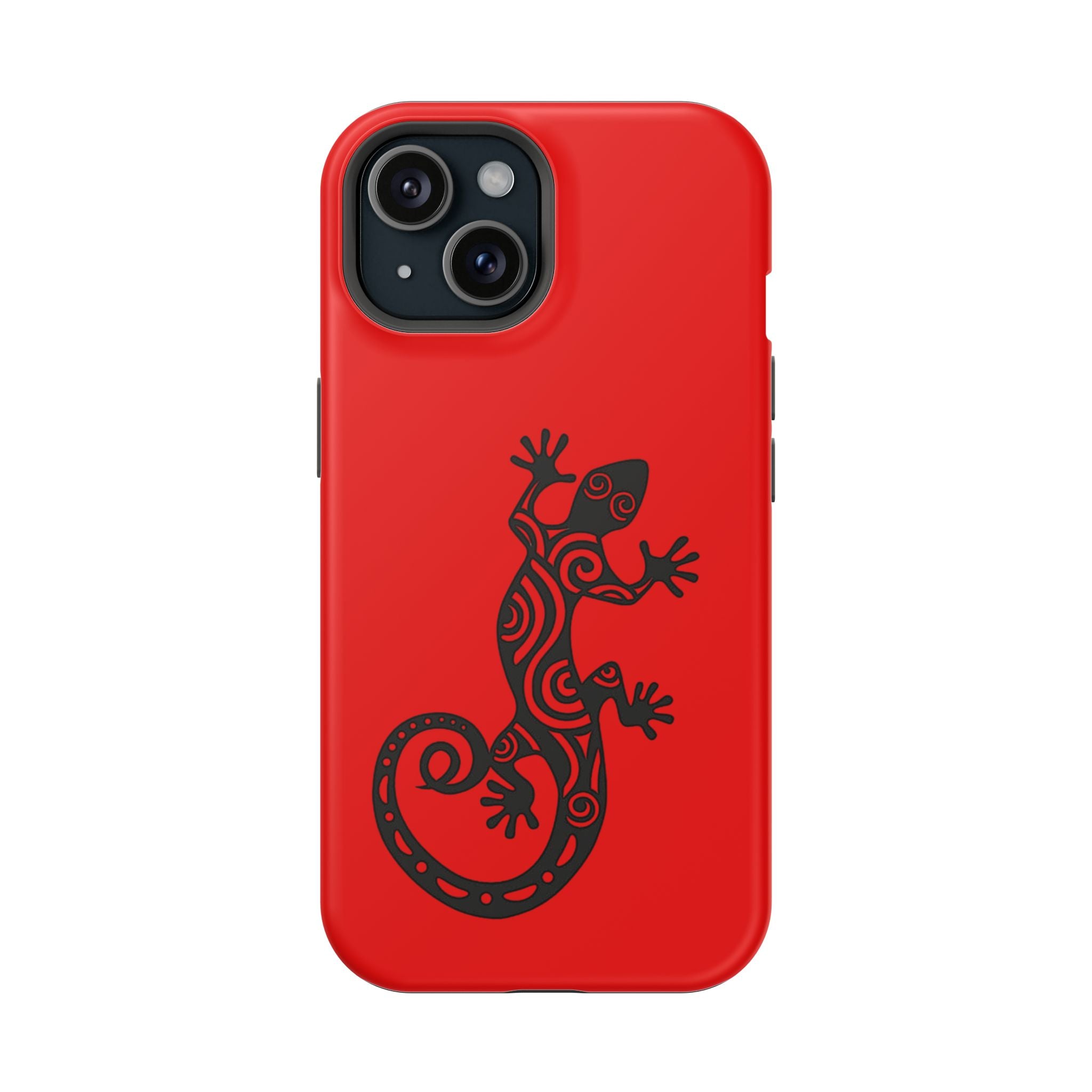 Phone Case Red Impact with Tribal Gecko Design — Shockproof Protective Cover