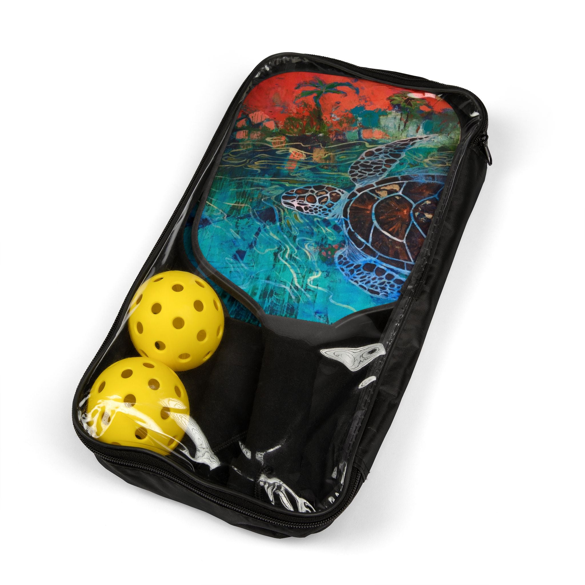 Pickleball Paddle Set — Lisa Herrera art print Sea Turtle Pickleball Kit with 2 Paddles & Balls