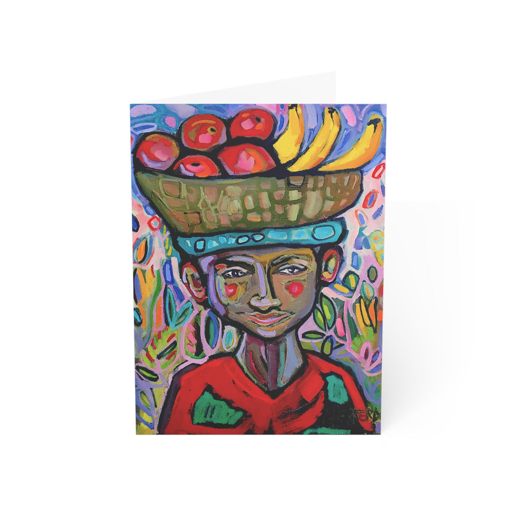 Greeting Card — Colorful Fruit Vendor Art Card (Blank Inside)