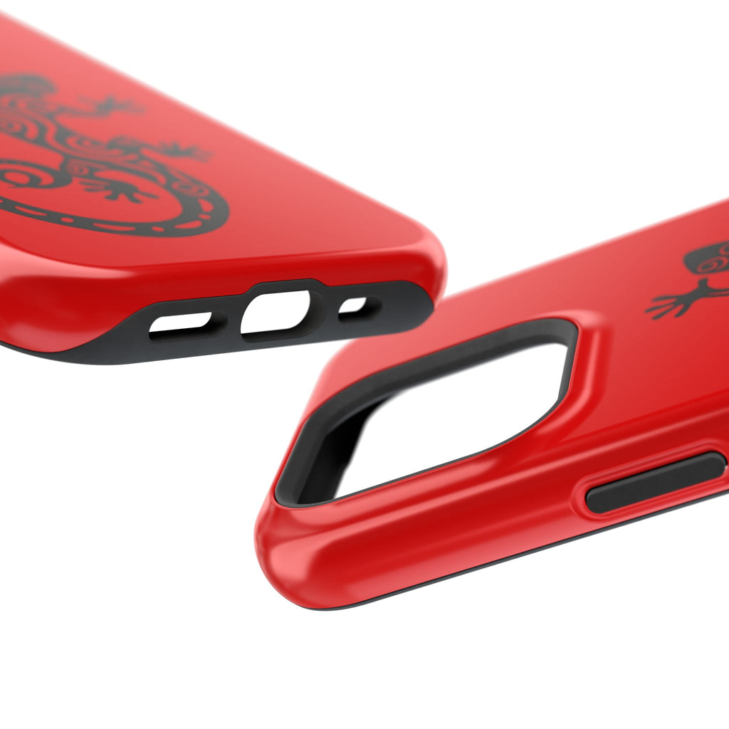 Phone Case Red Impact with Tribal Gecko Design — Shockproof Protective Cover