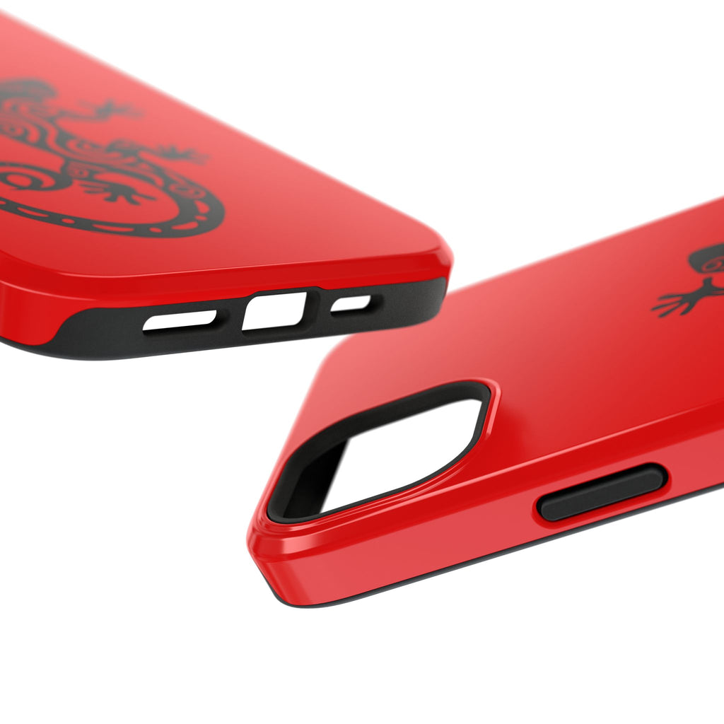 Phone Case Red Impact with Tribal Gecko Design — Shockproof Protective Cover