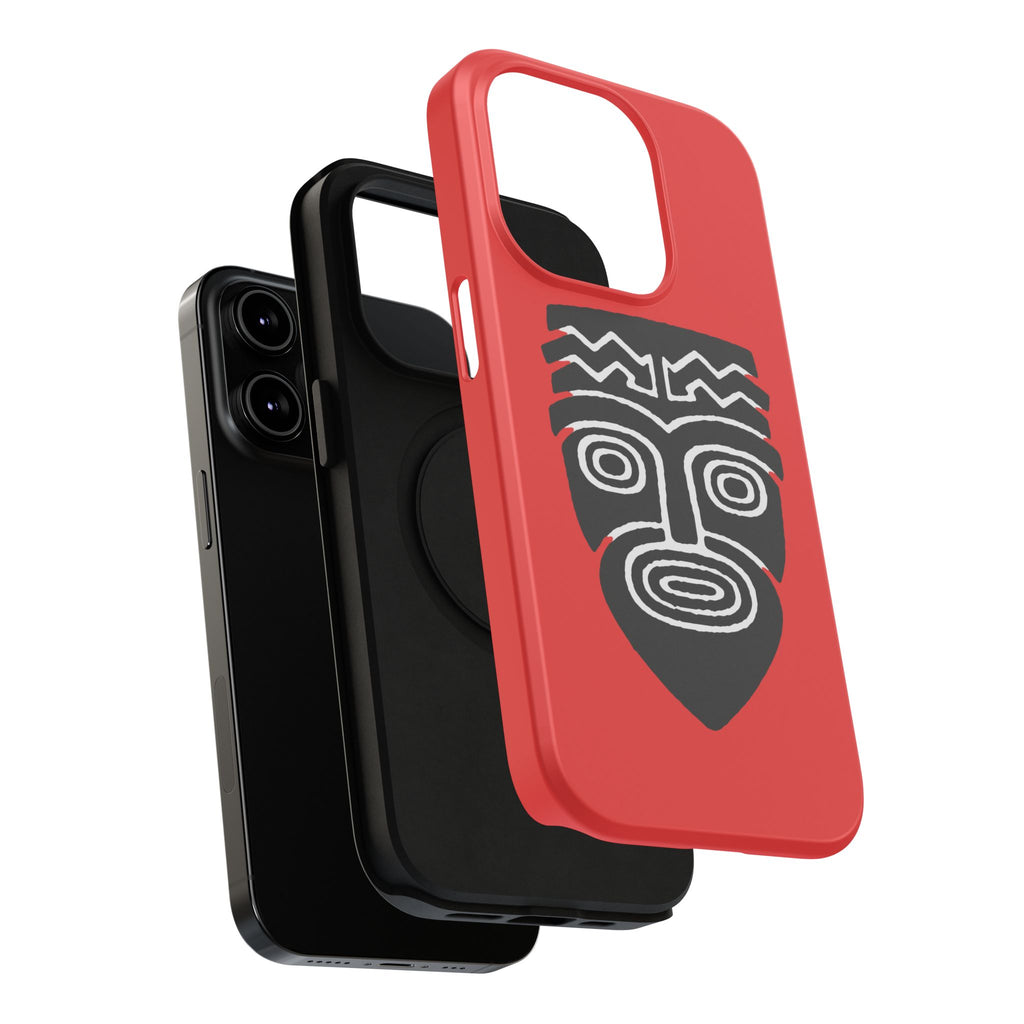 Phone Case Tiki Mask Impact-Resistant Phone Case — Bold Red Protective Cover