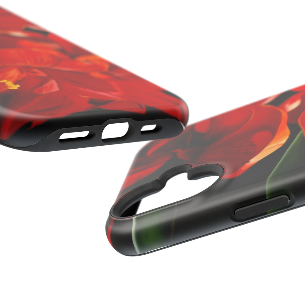 Phone case Lisa Herrera art print Red Amaryllis Floral Impact-Resistant Phone Case