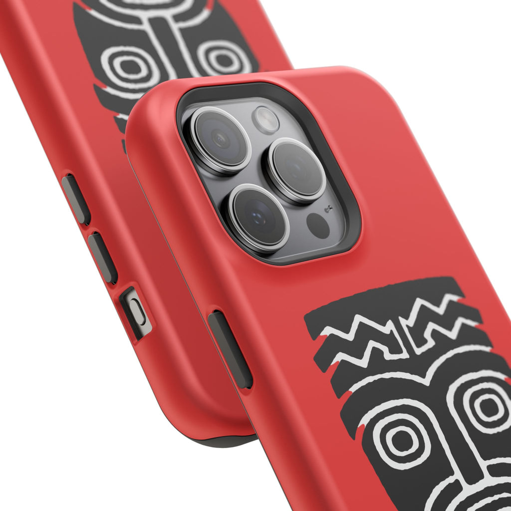 Phone Case Tiki Mask Impact-Resistant Phone Case — Bold Red Protective Cover
