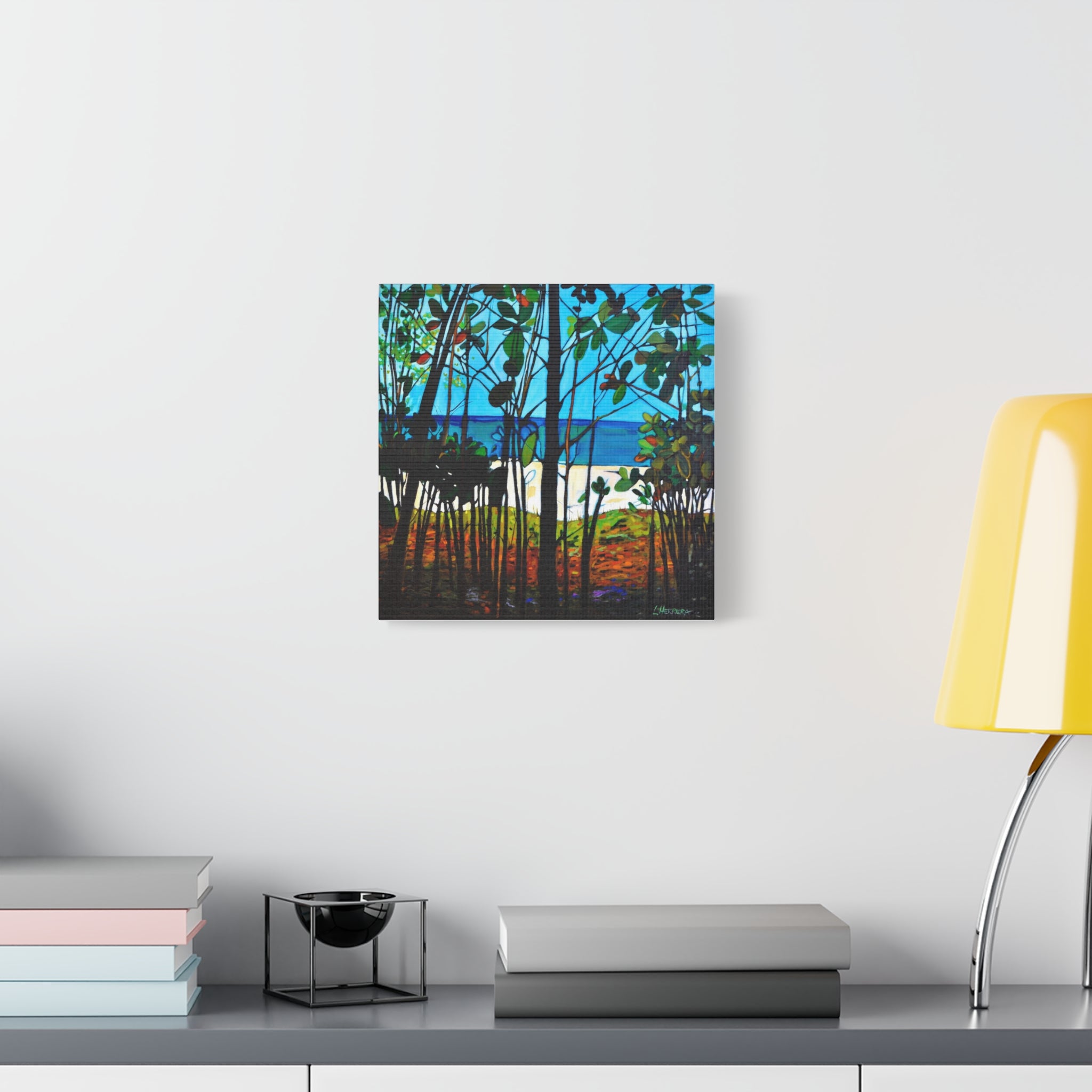 Canvas Print Lisa Herrera Art Thru The Trees  Wall Art — Beach Trees Seascape Print