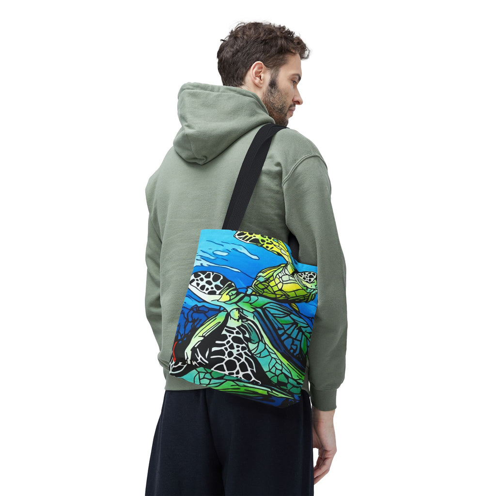 Tote Bag Sea Turtle Art  — Colorful Ocean Wildlife Canvas Tote