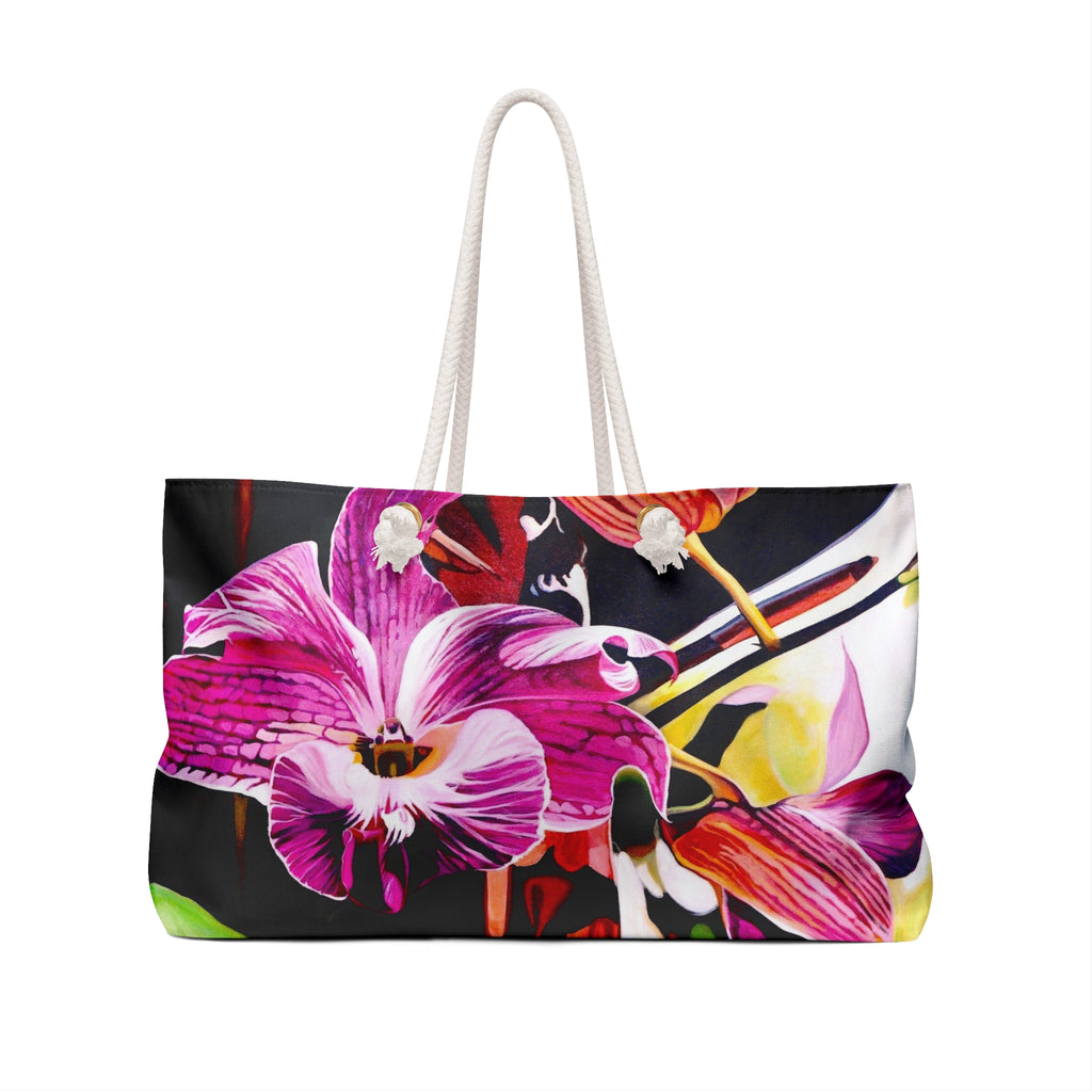 Weekender Bag Lisa Herrera art Floral Orchid  — Large Tropical Travel Tote