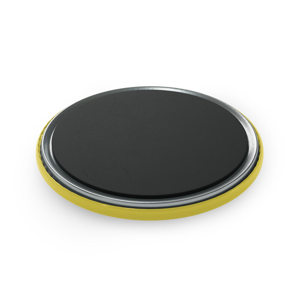 Round Magnet Drummer line art Round Magnet — Red Line on yellow Art Button Magnet