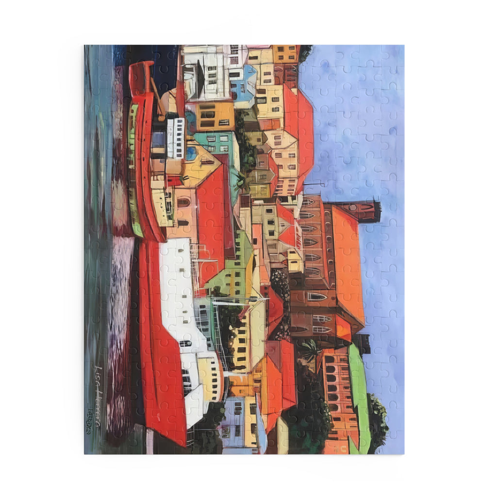 Puzzle Lisa Herrera art print St George's Carenage Harbor Puzzle — Colorful Grenada Carenage Jigsaw (120/252/500 pcs)