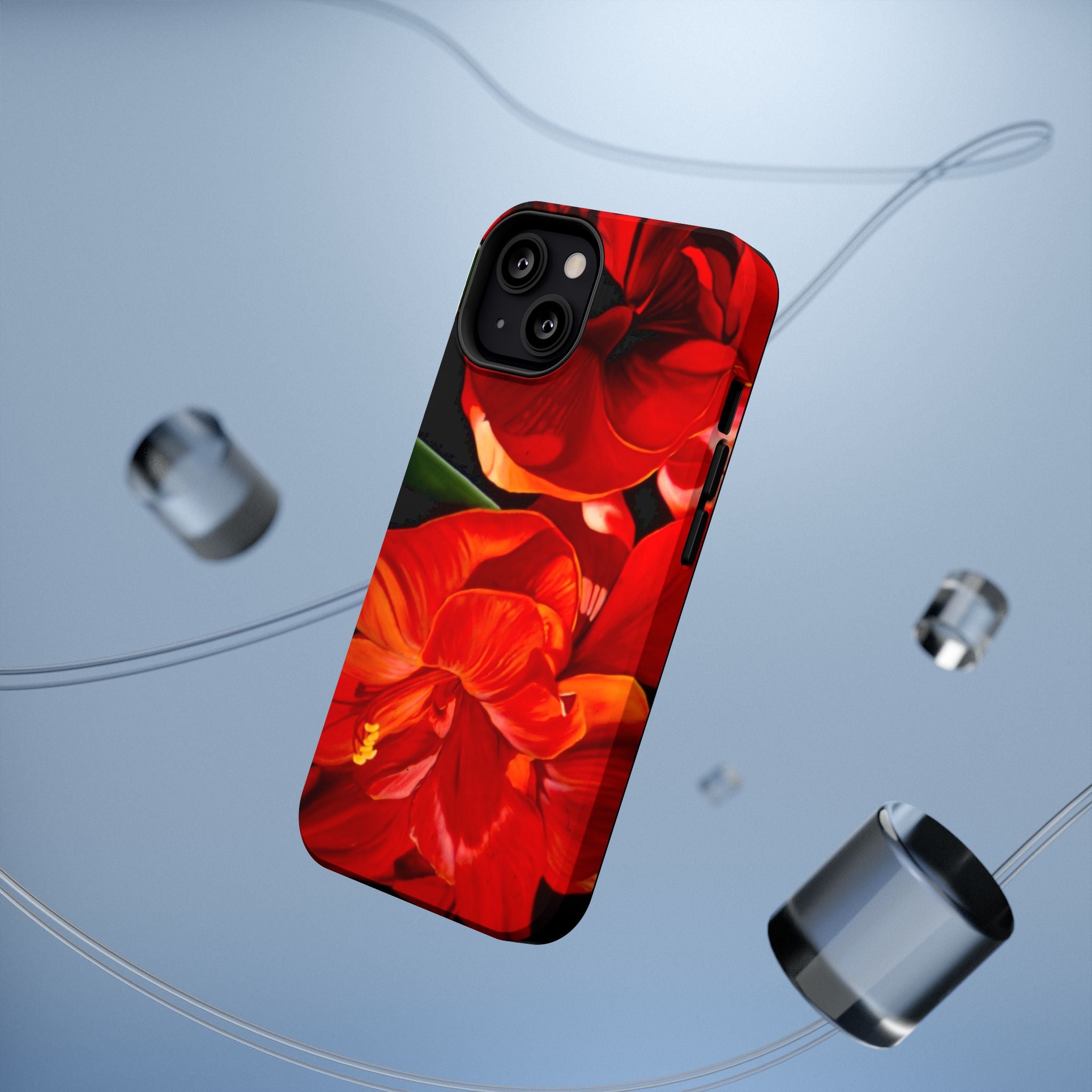 Phone case Lisa Herrera art print Red Amaryllis Floral Impact-Resistant Phone Case
