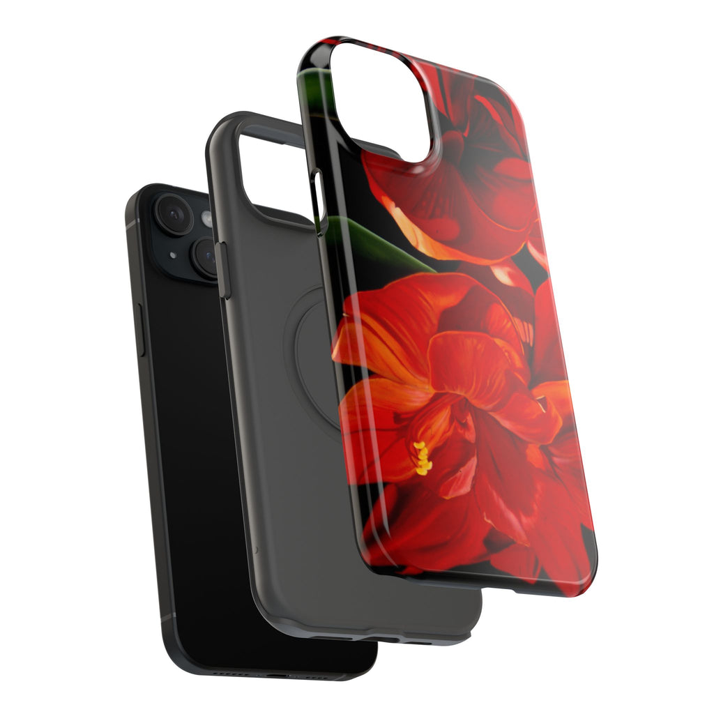 Phone case Lisa Herrera art print Red Amaryllis Floral Impact-Resistant Phone Case