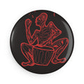 Round Magnet Drummer — Red Line Art Button Magnet
