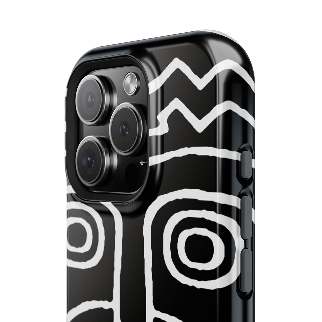 Phone Case — Black & White Tribal Mask Impact-Resistant Case