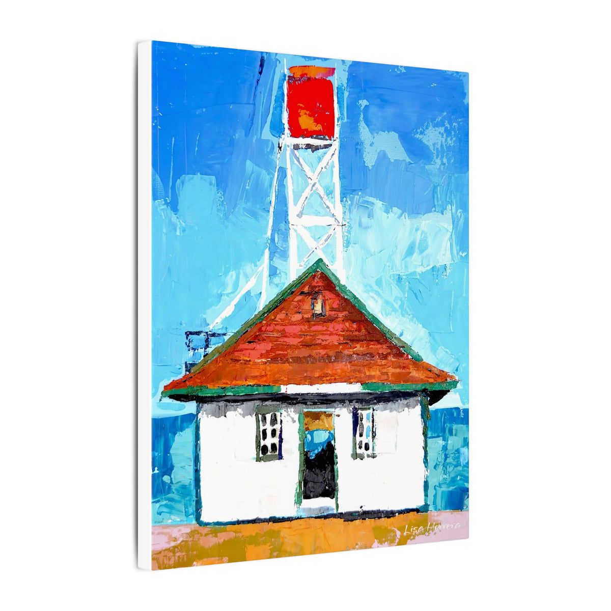 Coastal Lighthouse Cottage Matte Canvas Art Print — Stretched Seascape Wall Decor