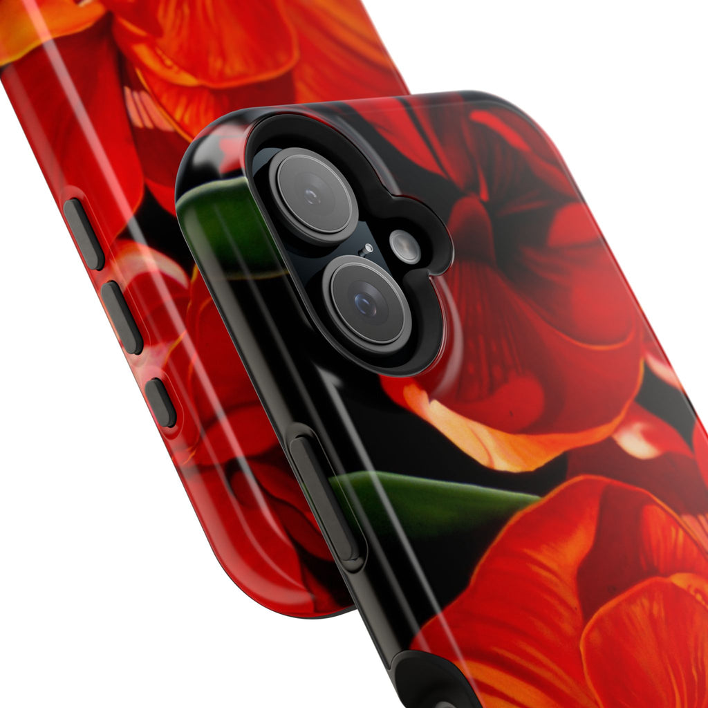 Phone case Lisa Herrera art print Red Amaryllis Floral Impact-Resistant Phone Case
