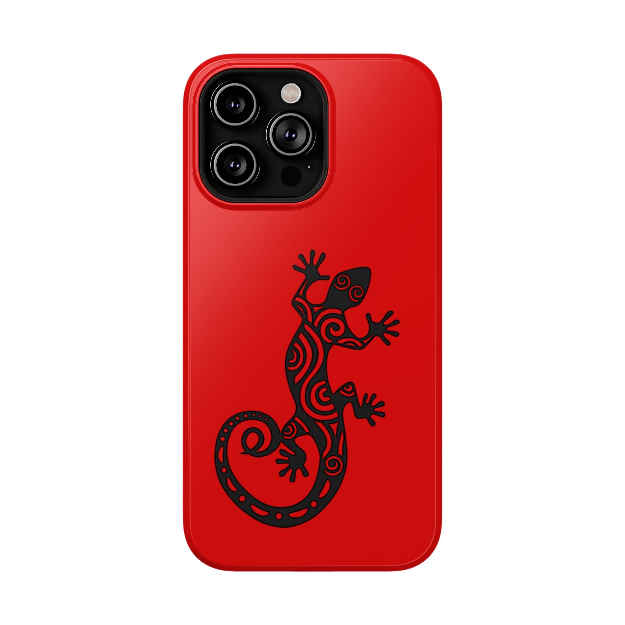 Phone Case Red Impact with Tribal Gecko Design — Shockproof Protective Cover