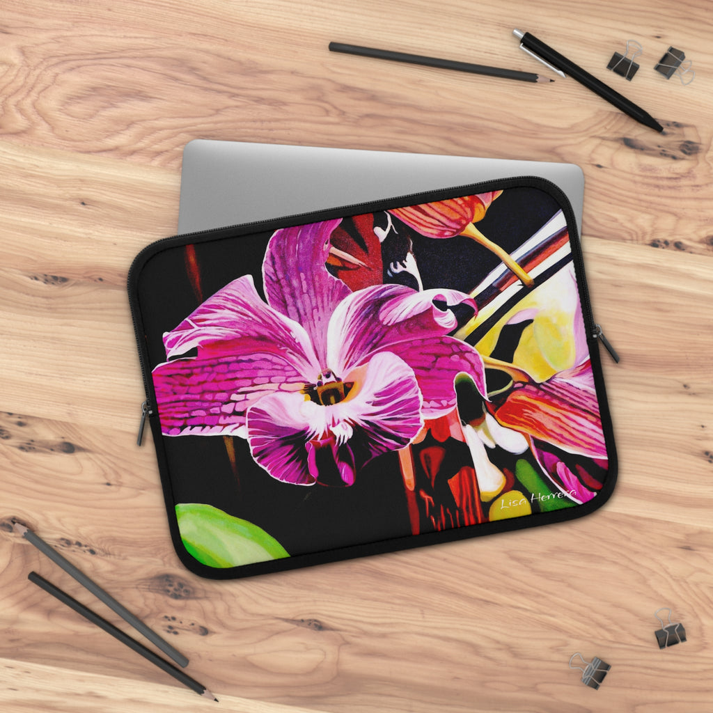 Laptop Sleeve Lisa Herrera art Purple Orchid — Vibrant Orchid Floral Protective Case for 13"/15" Laptops