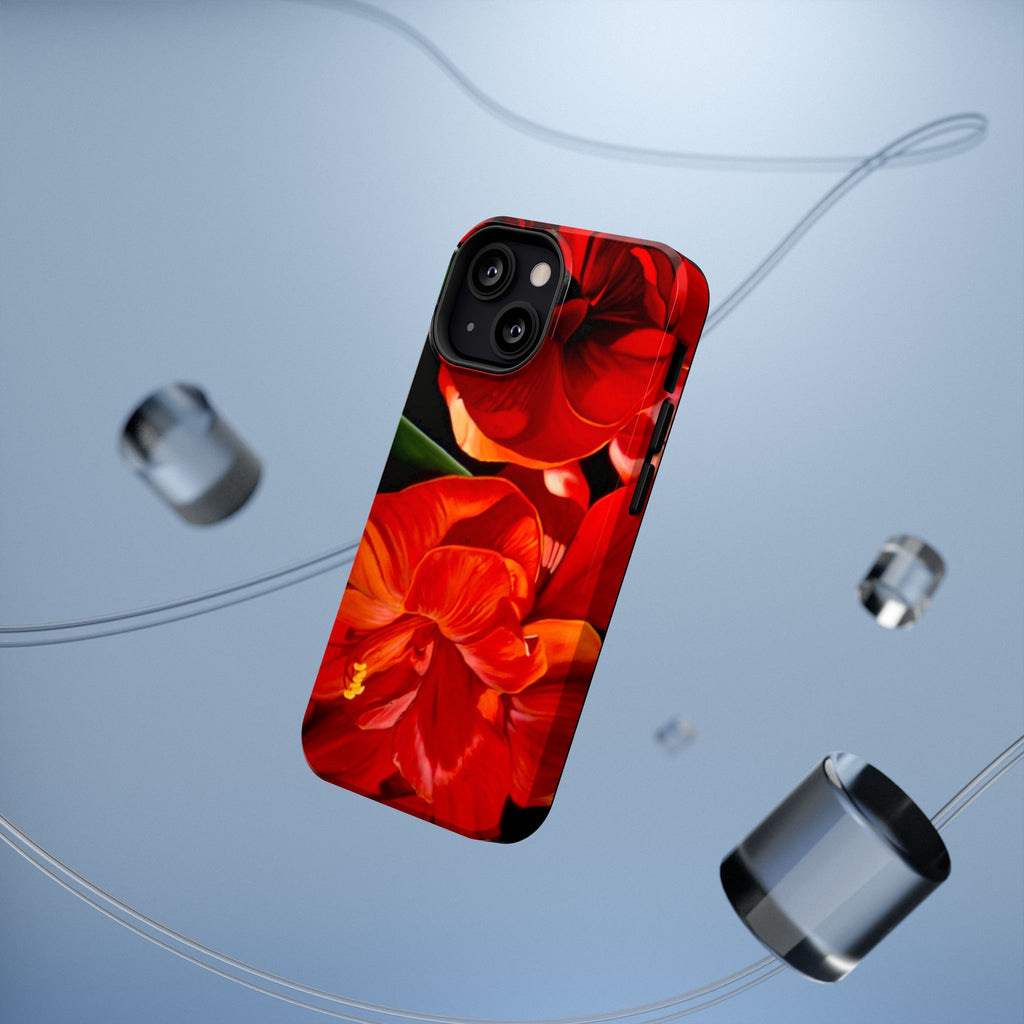 Phone case Lisa Herrera art print Red Amaryllis Floral Impact-Resistant Phone Case