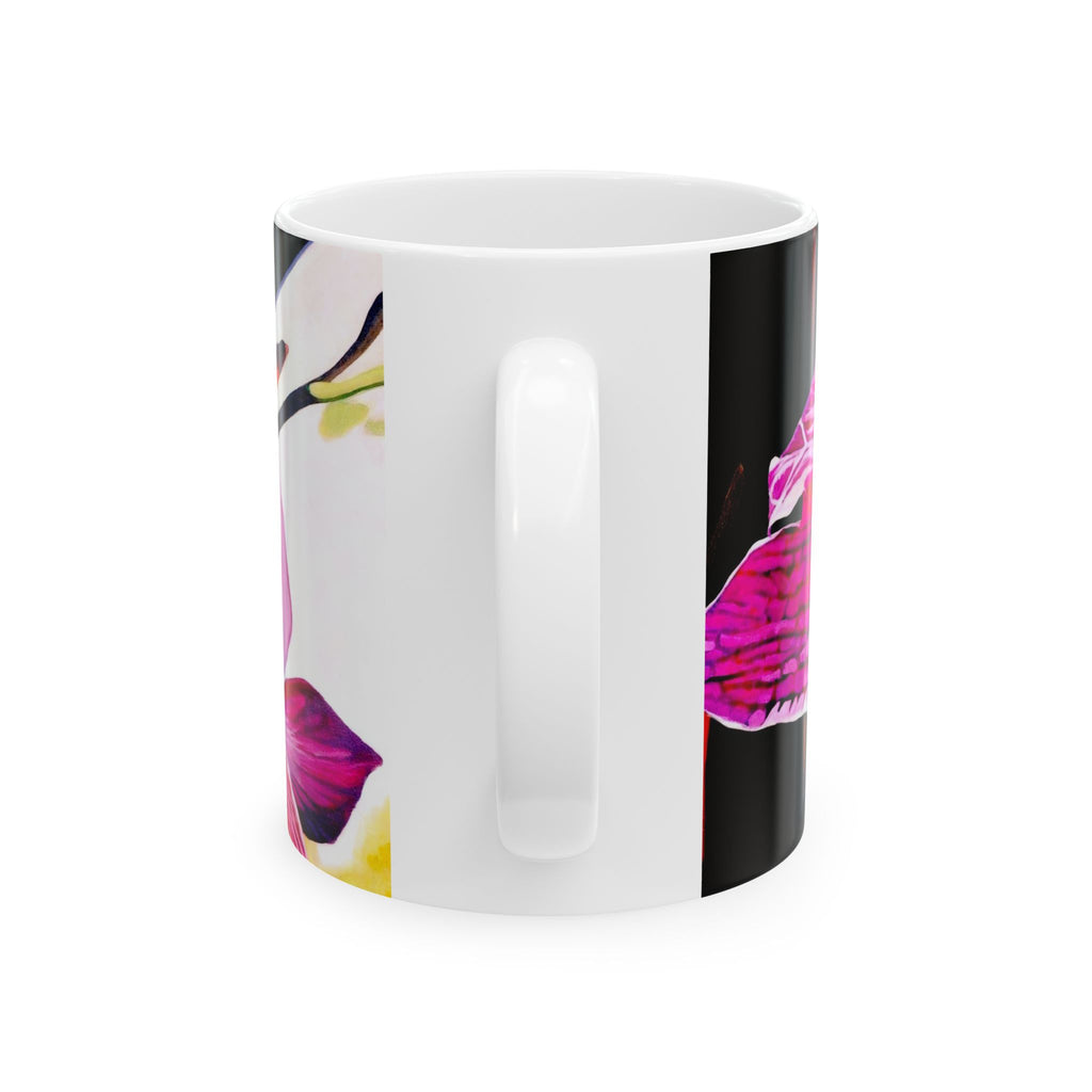 Ceramic Mug, Purple Orchid Print (11oz, 15oz)