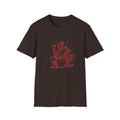 T-Shirt with red lined big drum drummer — Red Line Native Drummer Illustration