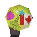 Umbrella Beaches Abstract Art Foldable  – Colorful Semi-Automatic Rain Shield