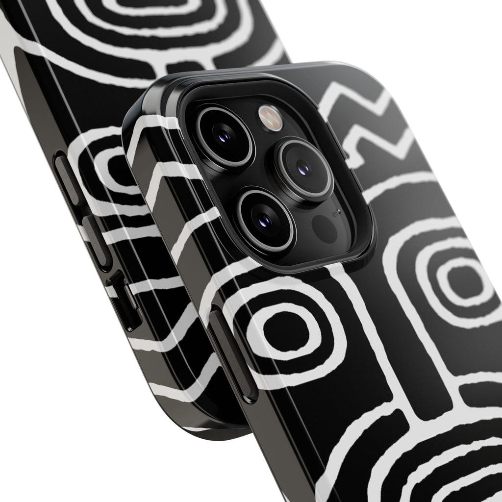 Phone Case — Black & White Tribal Mask Impact-Resistant Case