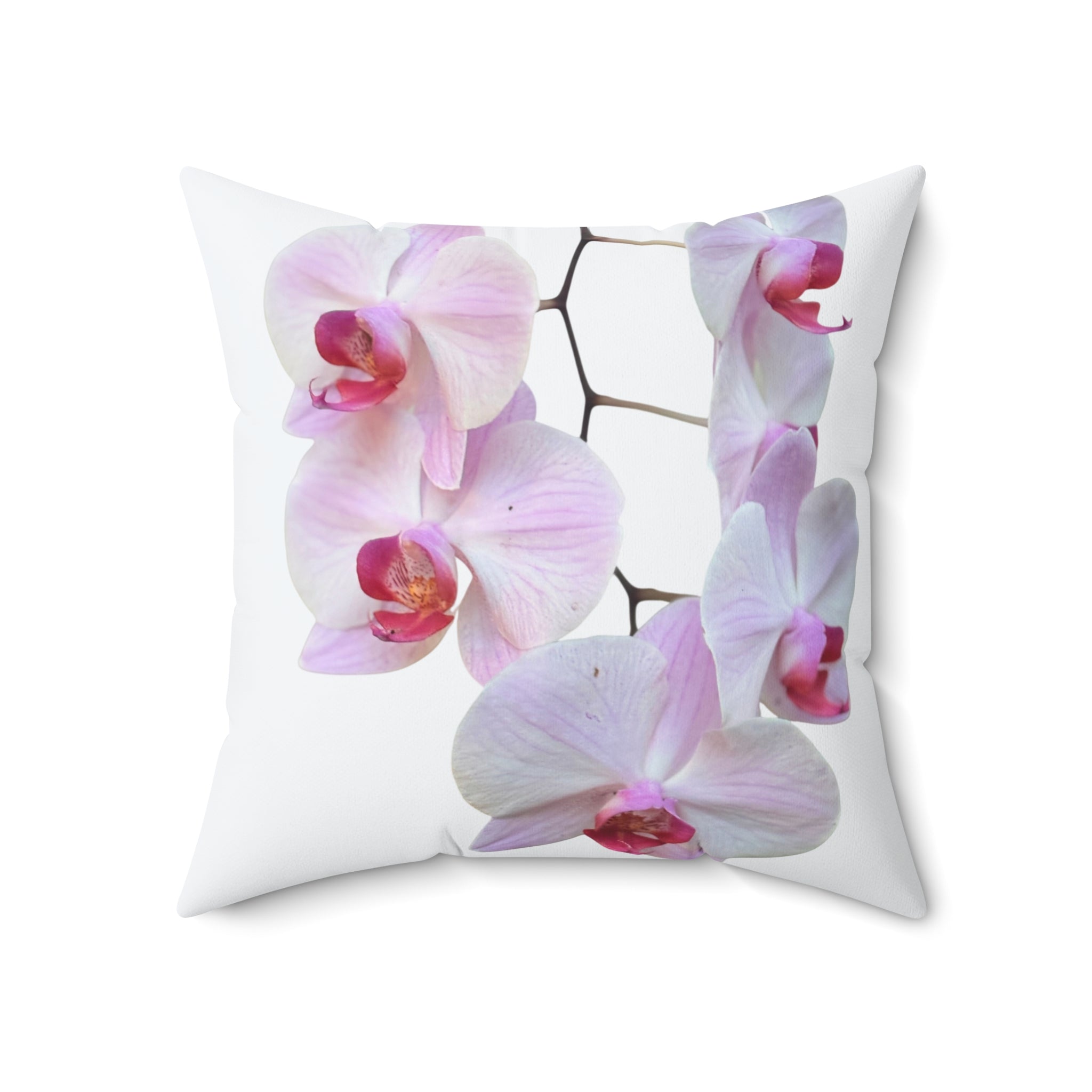 Throw Pillow Lt Pink Orchids  white background - Tropical Decorative Cushion