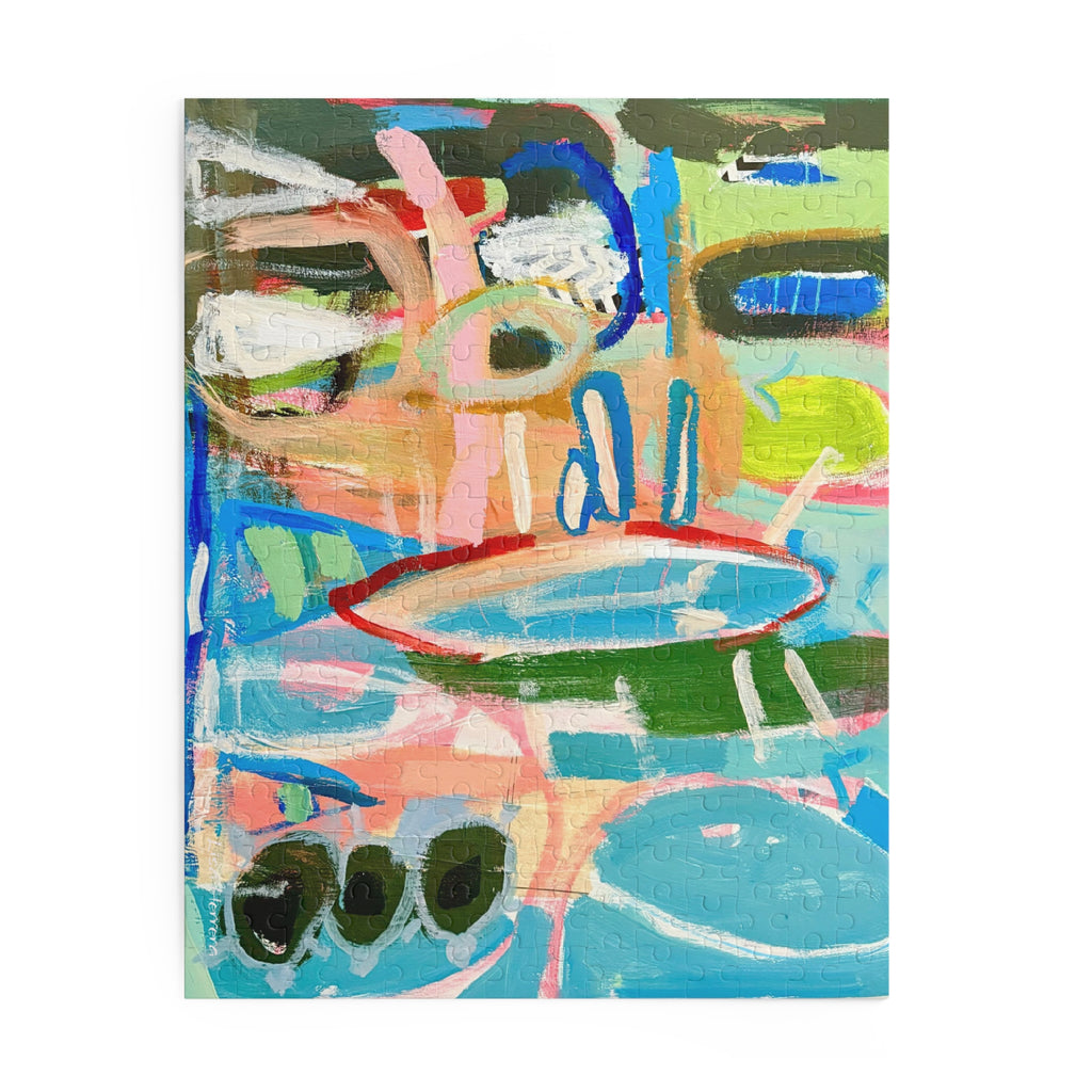 Puzzle Lisa Herrera art print Abstract Surfboard Art Puzzle — Colorful Coastal 120/252/500-Piece Jigsaw