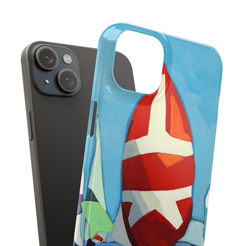 Phone case Lisa Herrera art Sailboats Slim Case — Colorful Nautical Phone Case