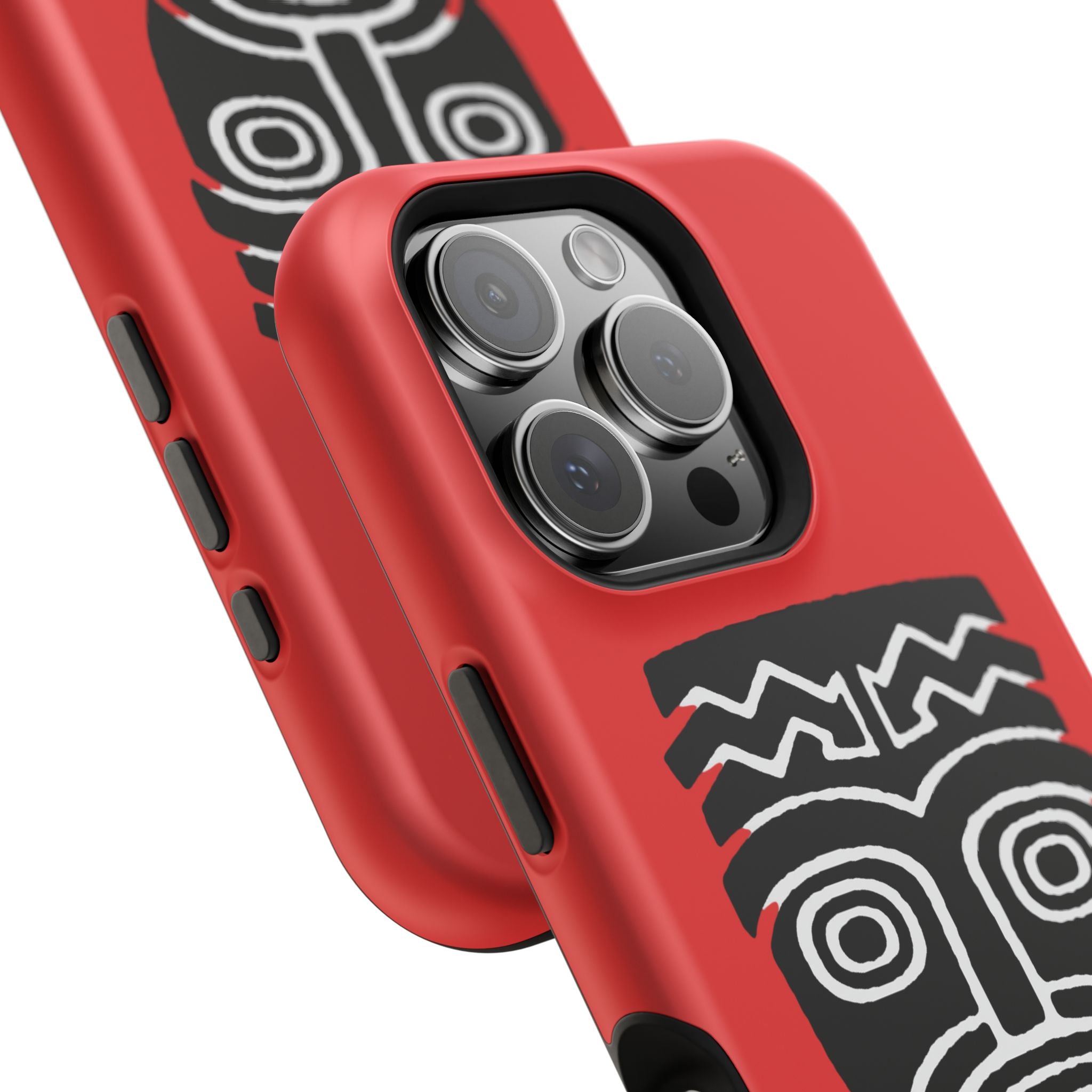 Phone Case Tiki Mask Impact-Resistant Phone Case — Bold Red Protective Cover