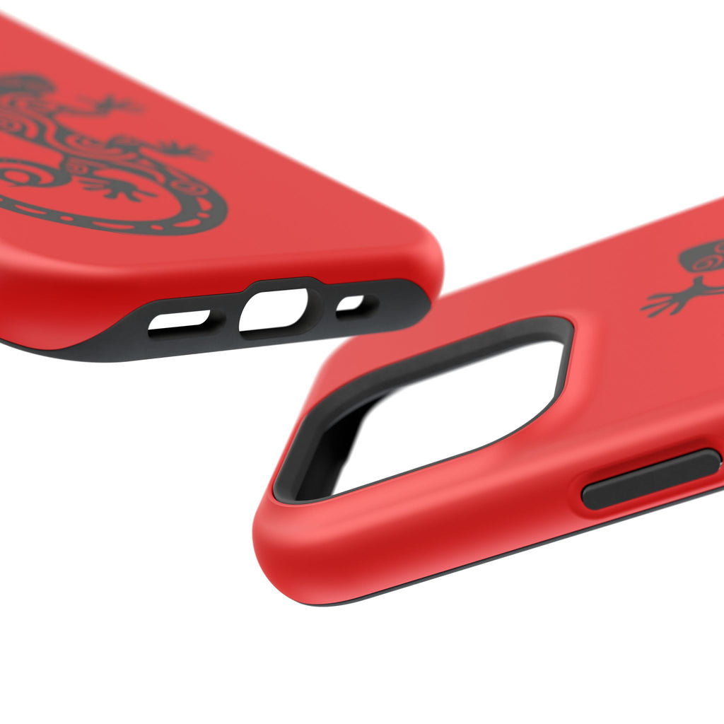 Phone Case Red Impact with Tribal Gecko Design — Shockproof Protective Cover