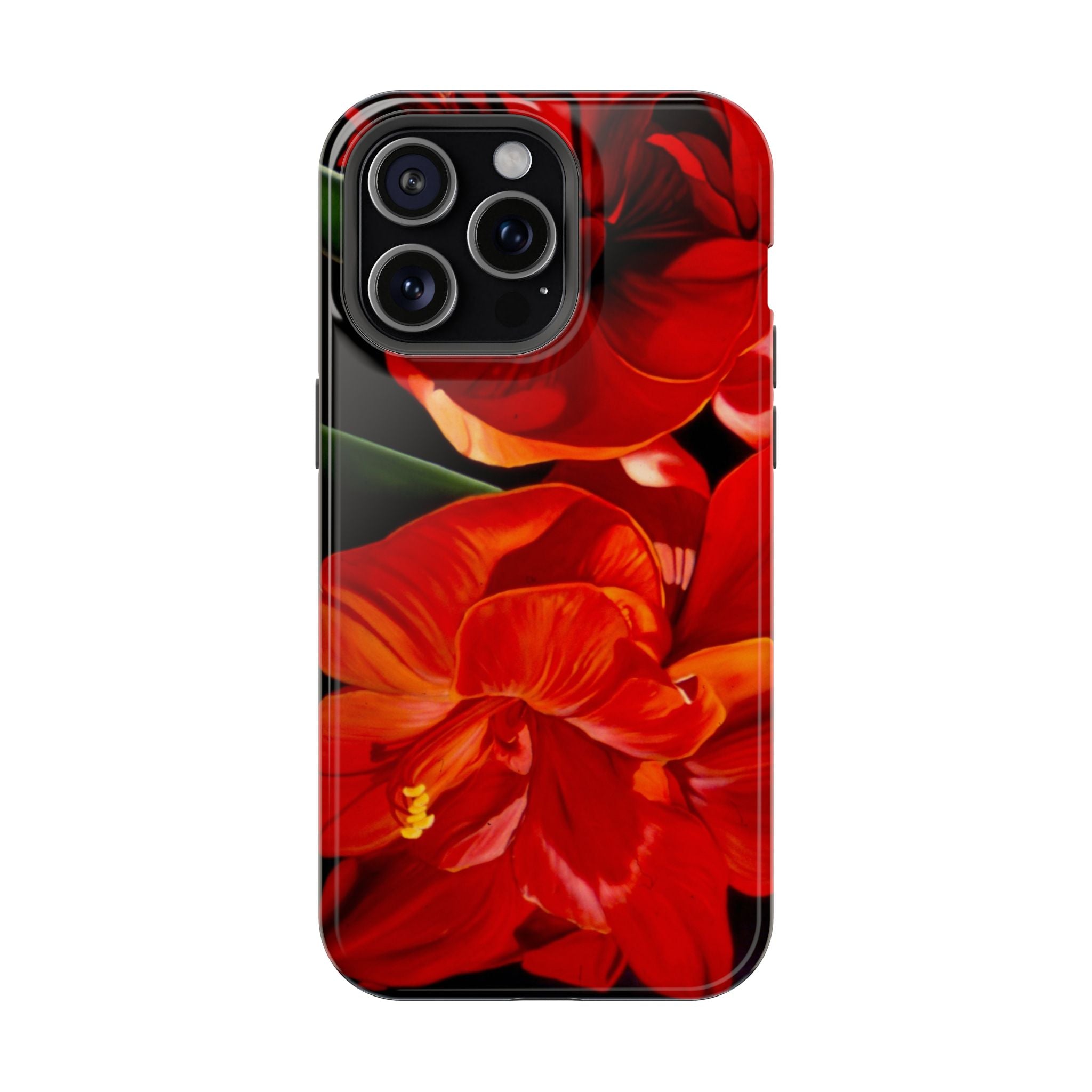 Phone case Lisa Herrera art print Red Amaryllis Floral Impact-Resistant Phone Case